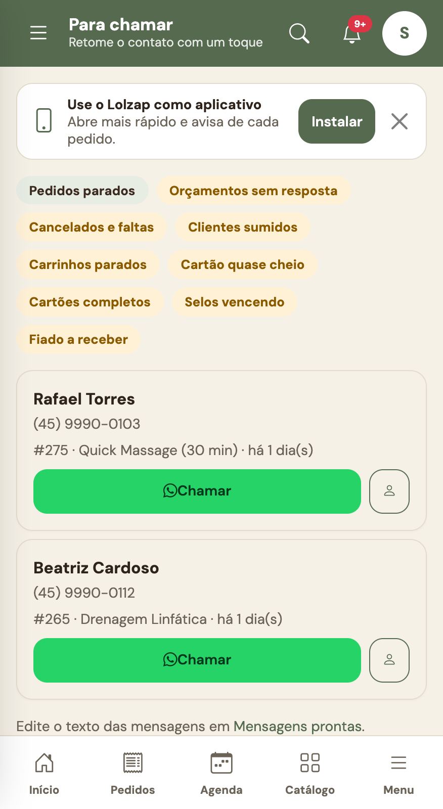 01 para chamar