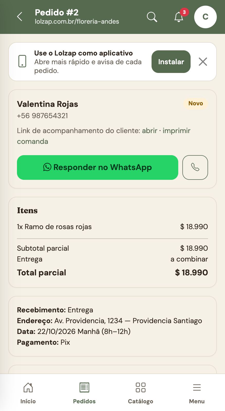 08 pedido no painel
