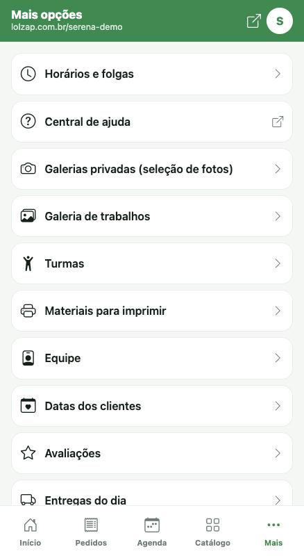 Tela Mais: todos os outros recursos ficam aqui.