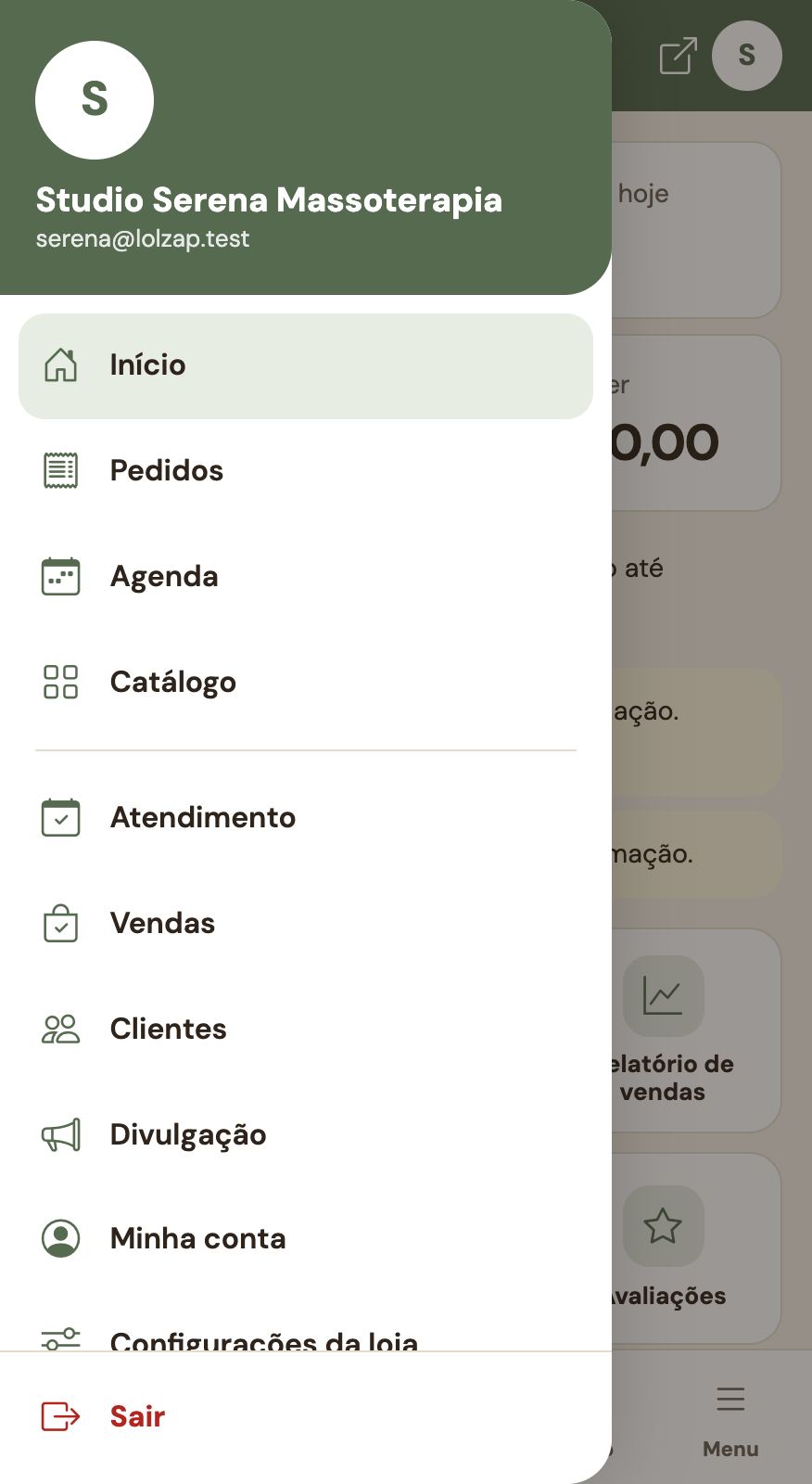 Menu lateral.