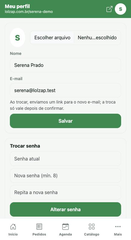 Tela Meu perfil.