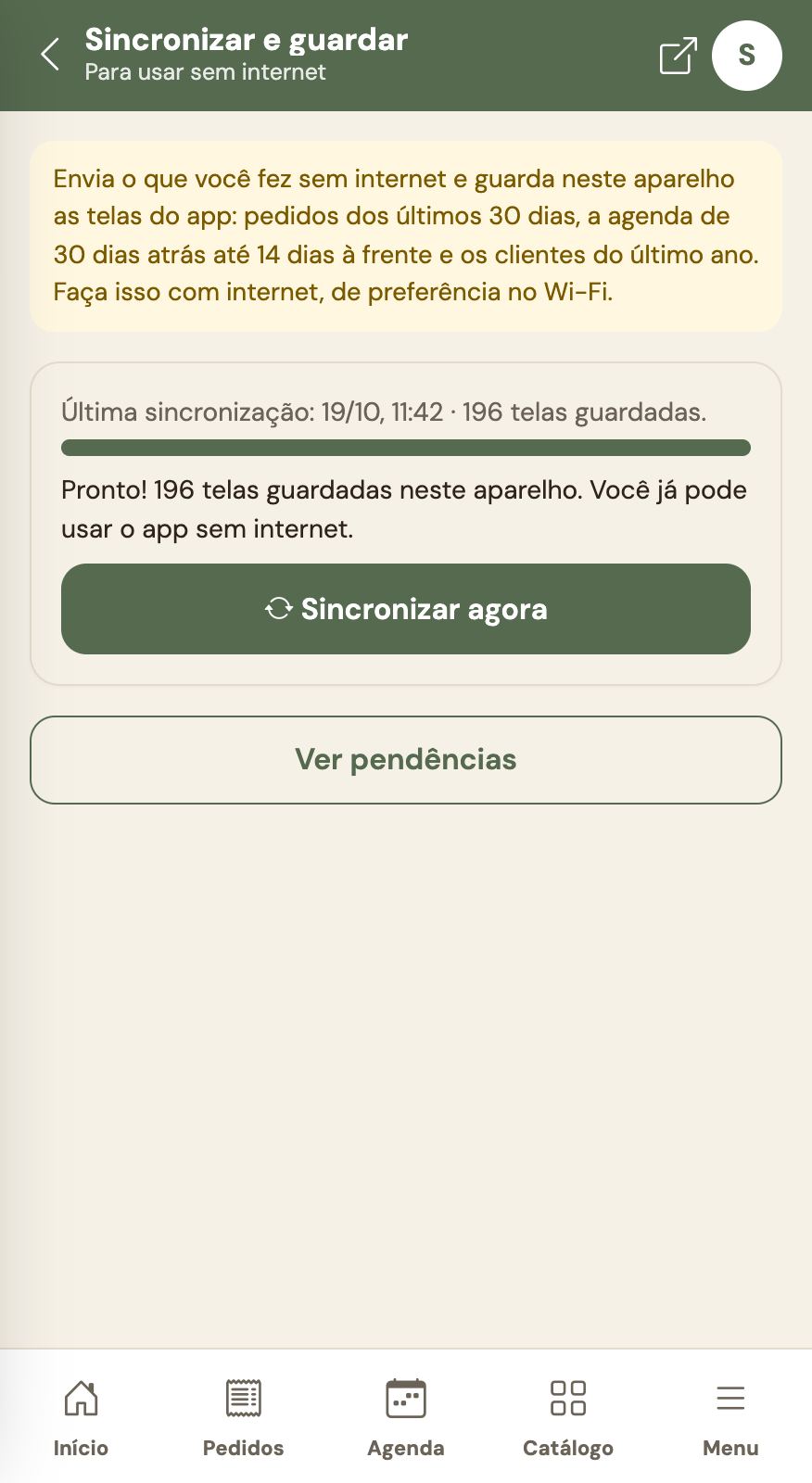 Sincronizar e guardar: tudo pronto para usar sem internet.